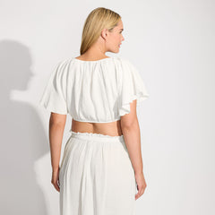 Women's Plus Size Cotton Gauze Dolman Sleeve Crop Cover Up Top
