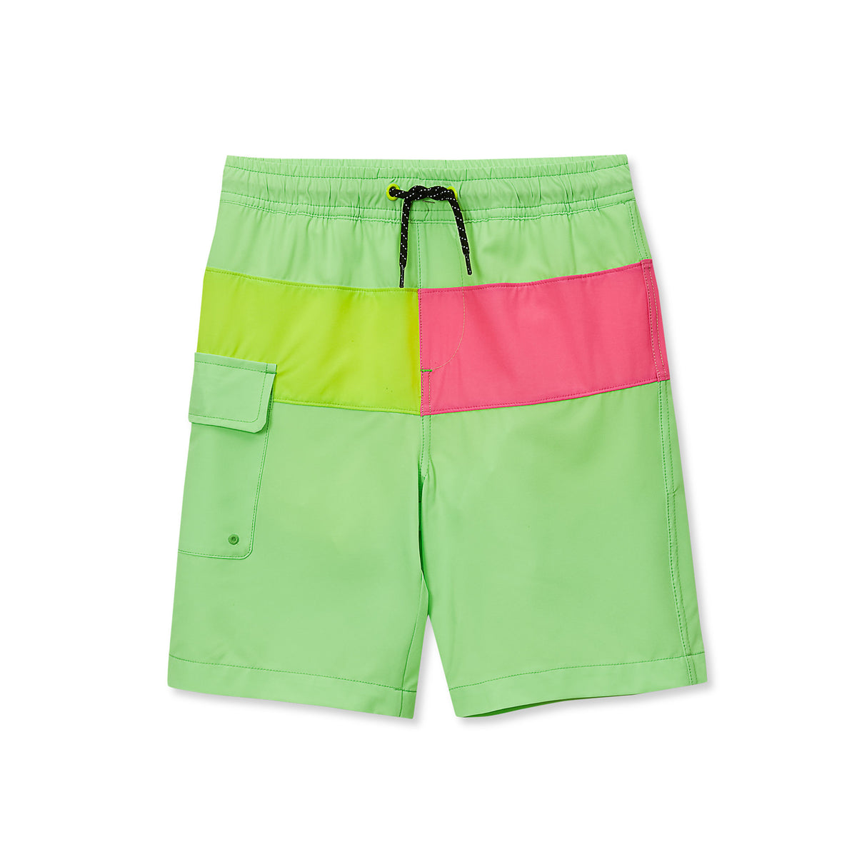 Boys Chlorine Resistant Colorblock Hydroliner Board Swim Trunks