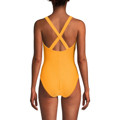 Women's D-Cup Tugless Ribbed X-Back One Piece Swimsuit
