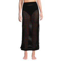 Women's Cotton Open Knit Maxi Swim Cover-up Skirt