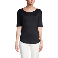Women's Supima Micro Modal Elbow Sleeve Balletneck Curved Hem Top