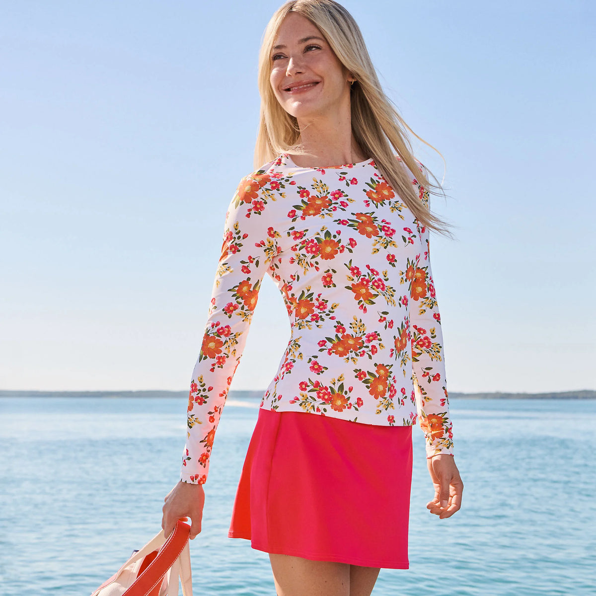 Women's Petite Long Sleeve Crewneck Garden Tee - Sunshade UPF 50 Quick Dry