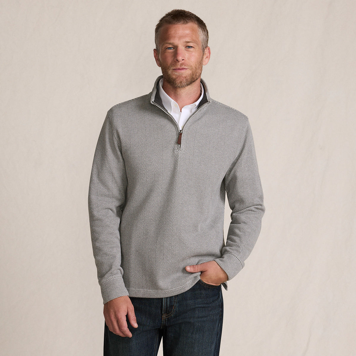 Men's Tall Bedford Rib Casual Quarter Zip Pullover Sweater