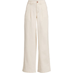 Women's Plus Size High Rise Soft Denim Pleated Wide Leg Trousers