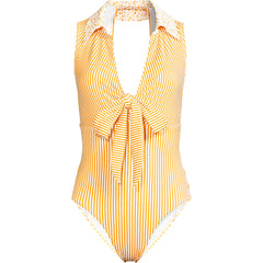 Women's Long Polo High Leg One Piece Swimsuit