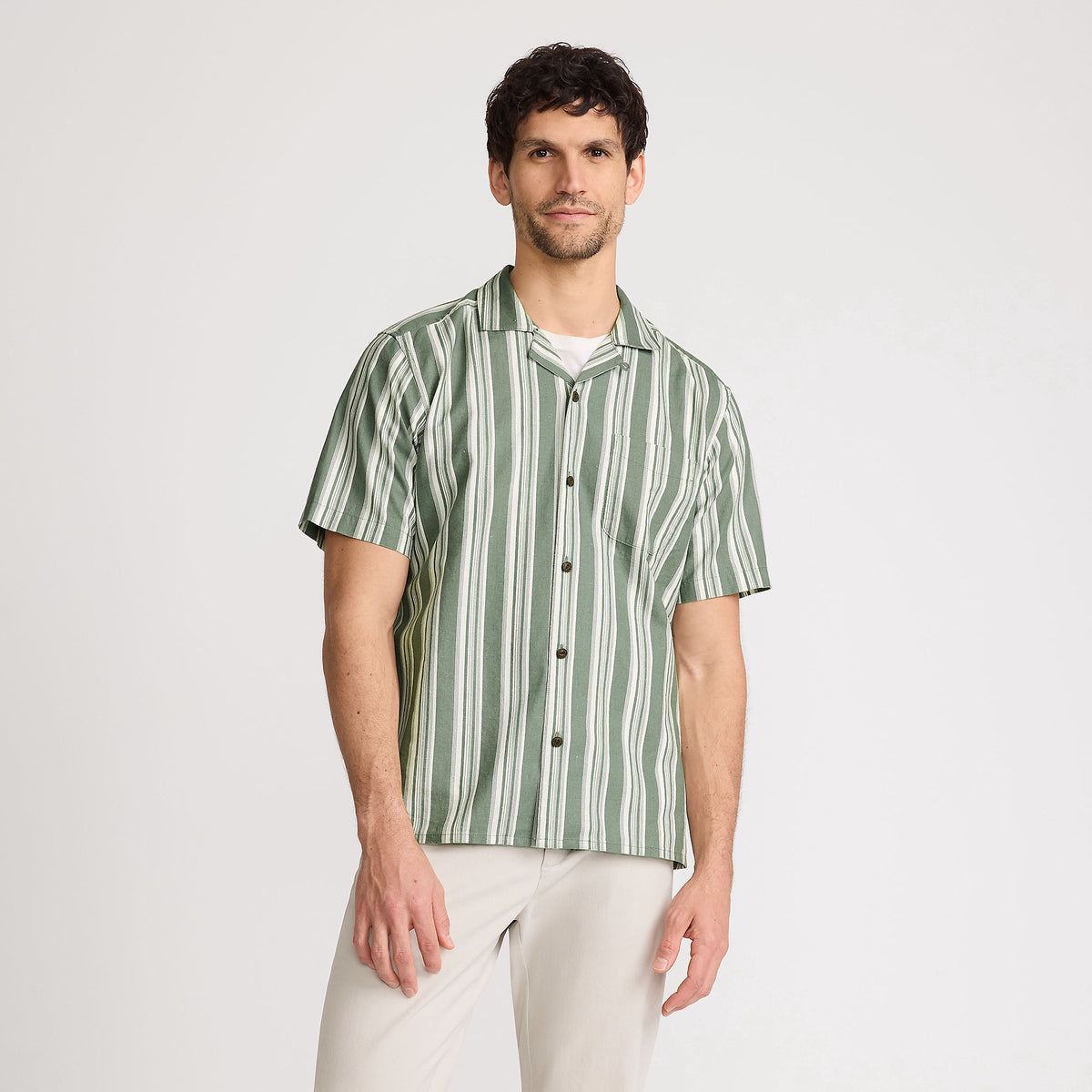 Men's Short Sleeve Linen Hawaiian Camp Collar Shirt