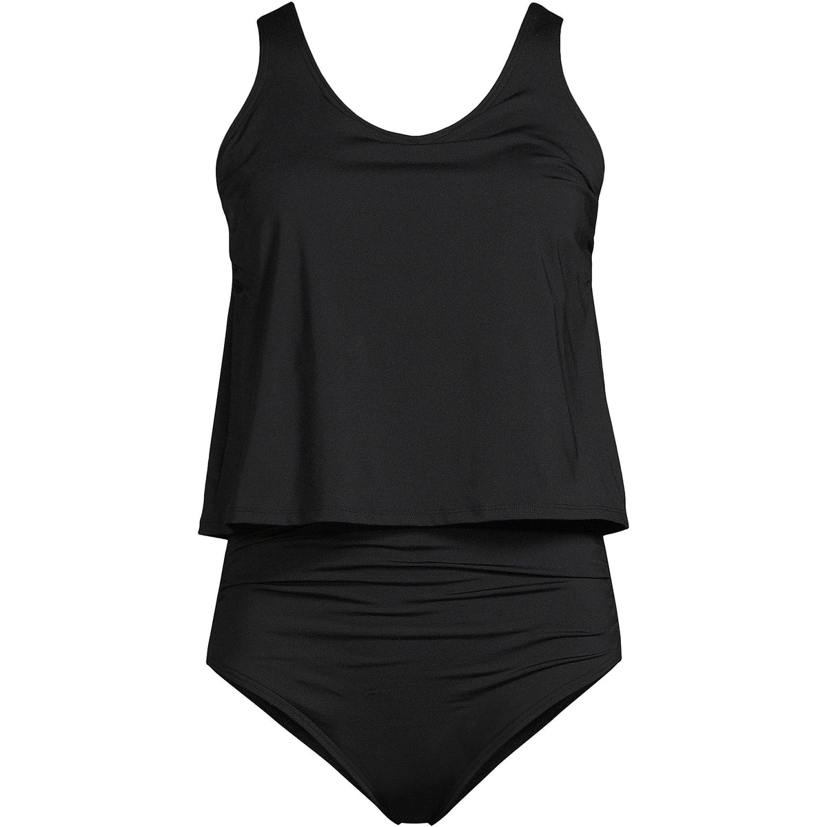 Women's Long Torso Chlorine Resistant V Neck One Piece Fauxkini Swimsuit