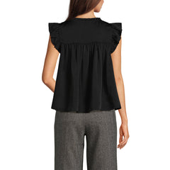 Women's Split Neck Satin Ruffle Blouse