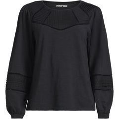 Women's Plus Size Long Sleeve Slub Pintuck Top