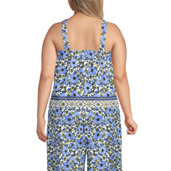 Women's Plus Size Poplin Square Neck Sleeveless Shell