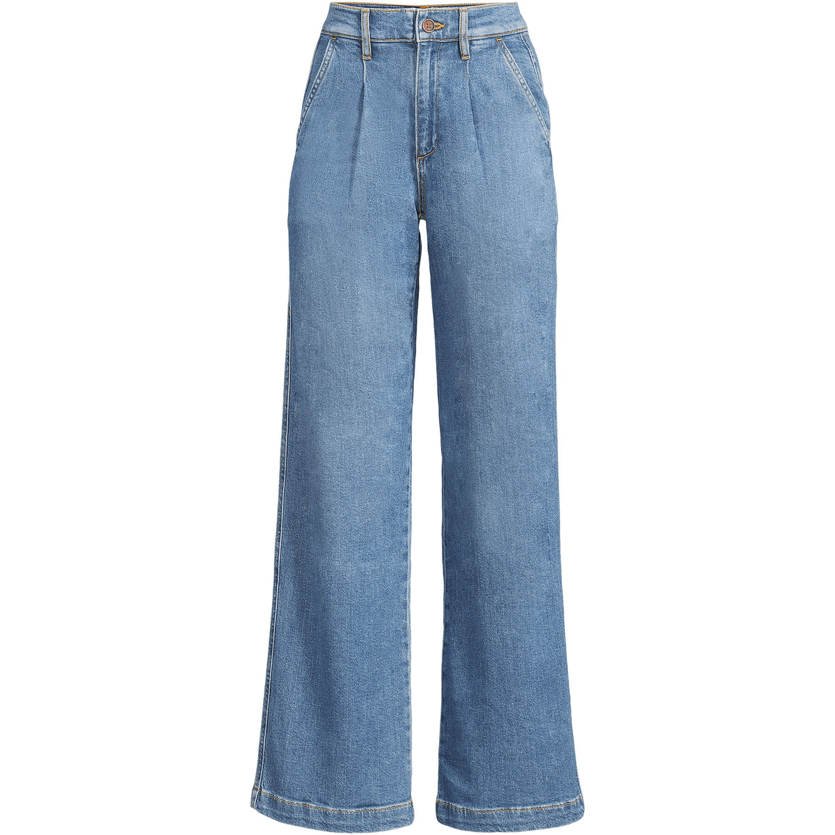 Women's High Rise Soft Denim Pleated Wide Leg Trousers