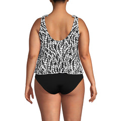 Women's Plus Size DDD-Cup Tie Shoulder Flutter Tankini Top
