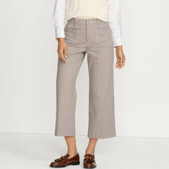 Women's Printed Twill High Rise 5 Pocket Wide Leg Crop Pants