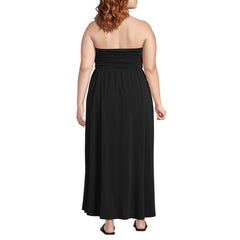 Women's Plus Size Cupro Bandeau Maxi Dress with Removable Straps