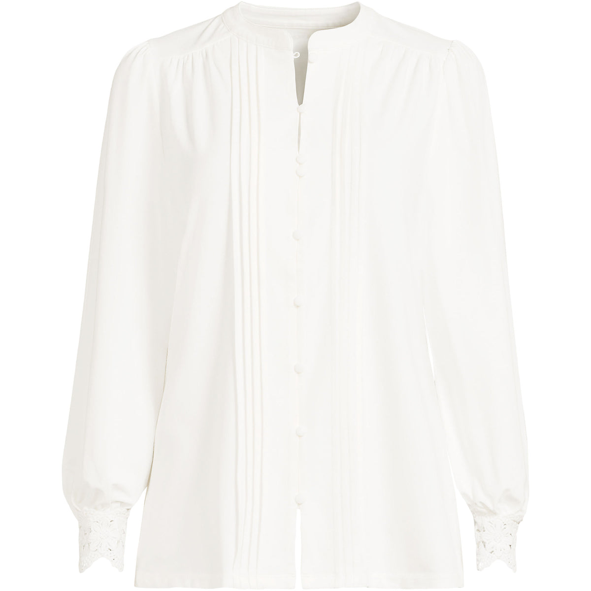 Women's Lightweight Jersey Long Sleeve Button Front Pintuck Top