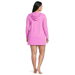 Women's Plus Size SunShade UPF 50 Hooded Mini Swim Swim Cover-Up Dress