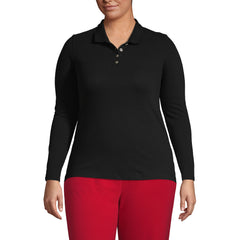 Women's Plus Size Long Sleeve Mesh Polo