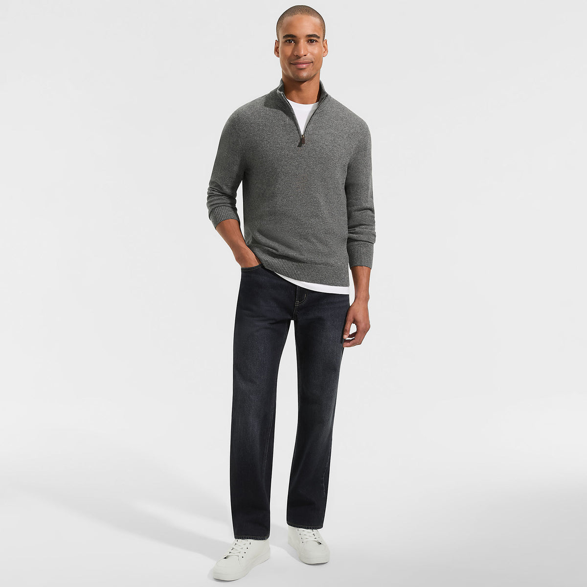 Men's Fine Gauge Cashmere Quarter Zip