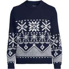 Men's Long Sleeve Holiday Snowflake Crewneck Sweater