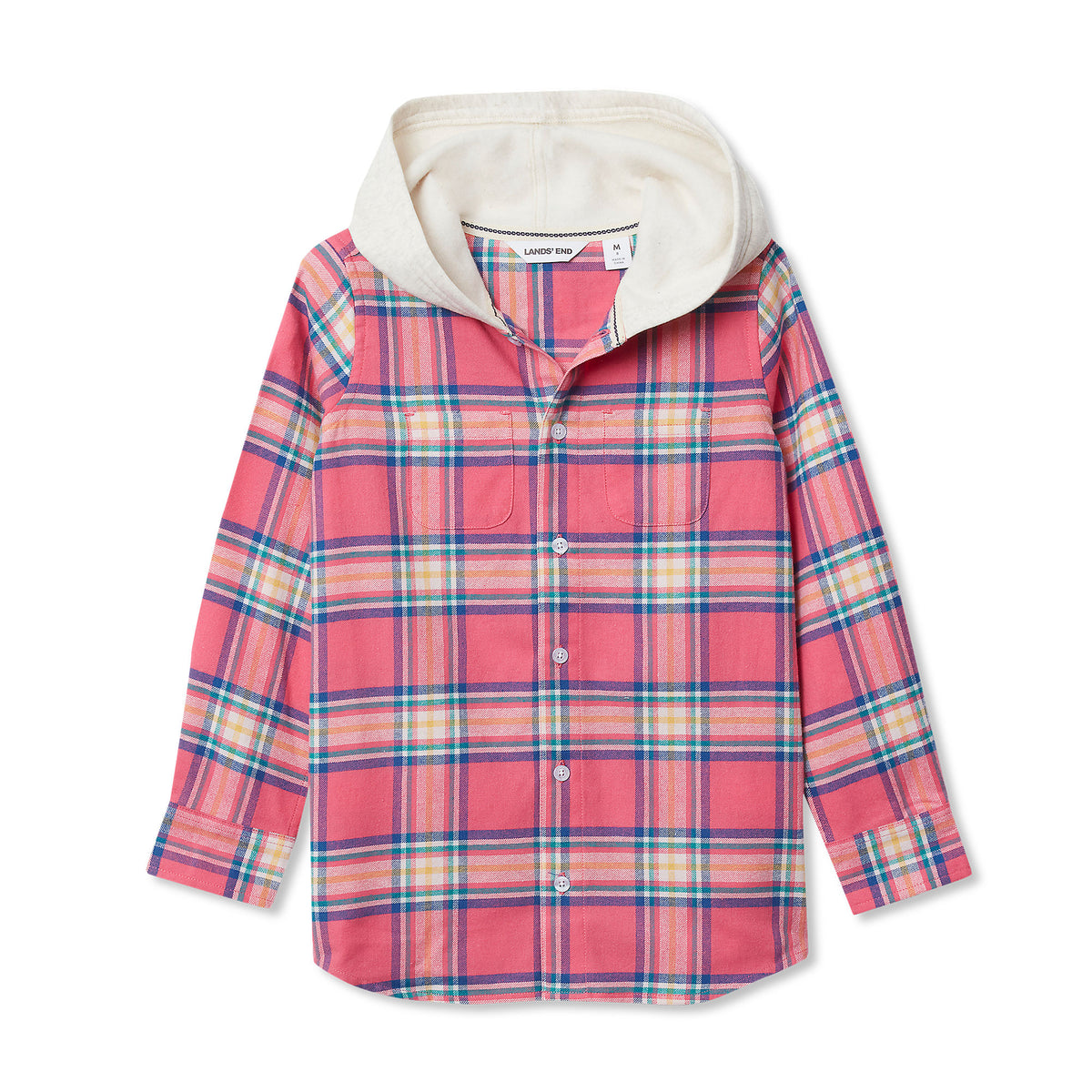 Kids Long Sleeve Hooded Flannel