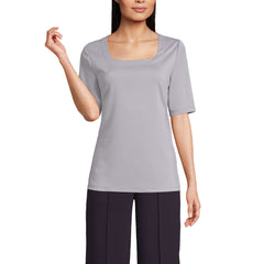 Women's Elbow Sleeve Ponte Square Neck Top