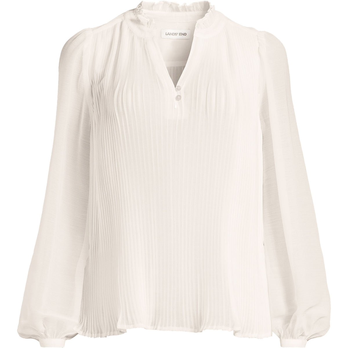 Women's Ruffle Neck Pintuck Sleeve Top
