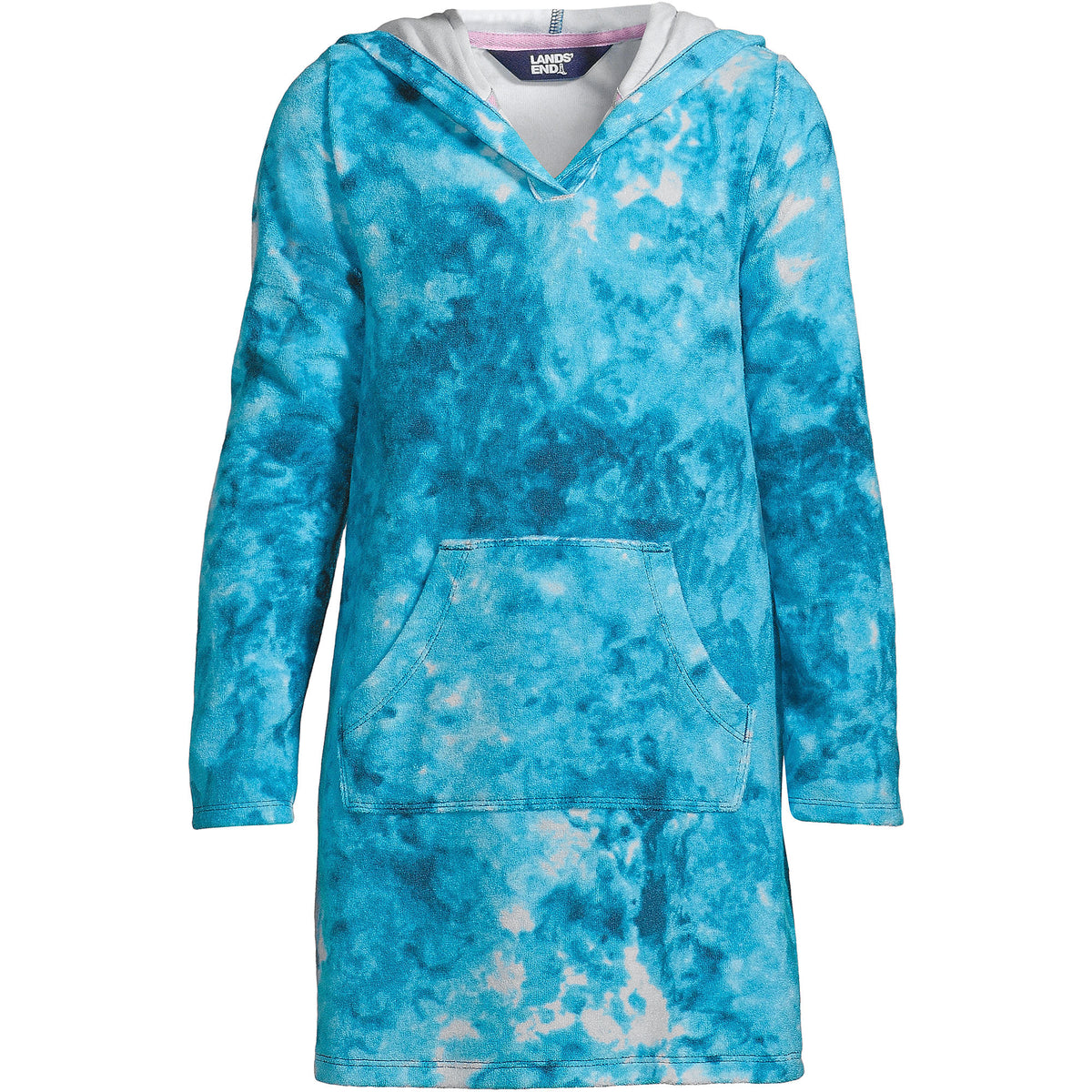 Kids Long Sleeve Hooded Front Pocket Terry Cloth Swimsuit Cover-Up