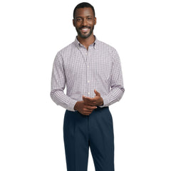 Men's Tall Tailored Fit No Iron Pattern Supima Cotton Pinpoint Buttondown Collar Dress Shirt
