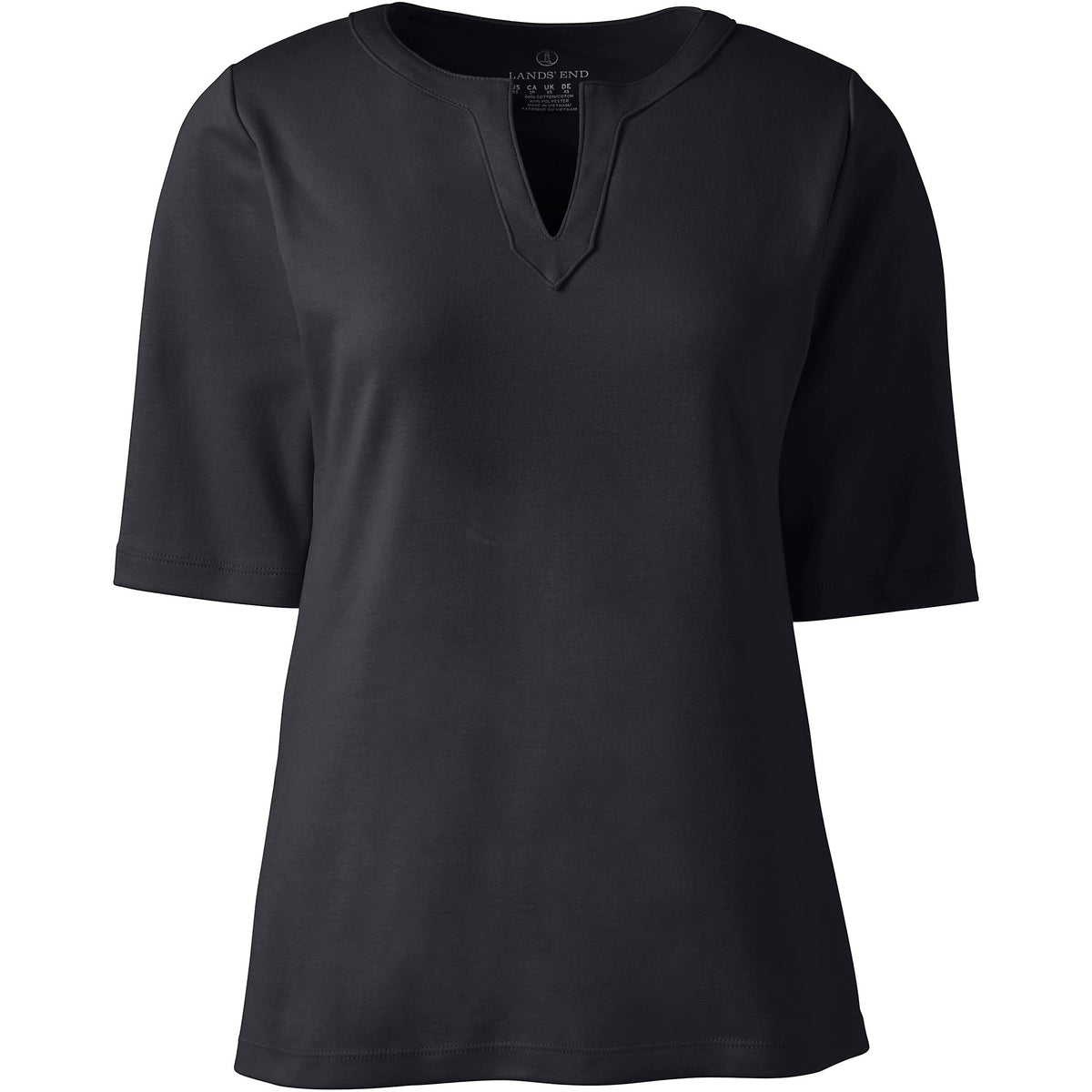 Women's Cotton Polyester Modern Half Sleeve Splitneck