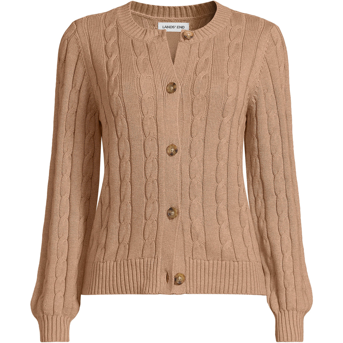 Women's Plus Size Drifter Classic Cable Crew Neck Cardigan Sweater