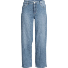 Women's Petite Soft Denim Mid Rise Relaxed Straight Crop Jeans