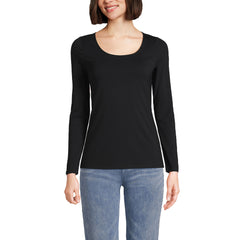 Women's Lightweight Jersey Skimming Long Sleeve Scoop Neck T-shirt