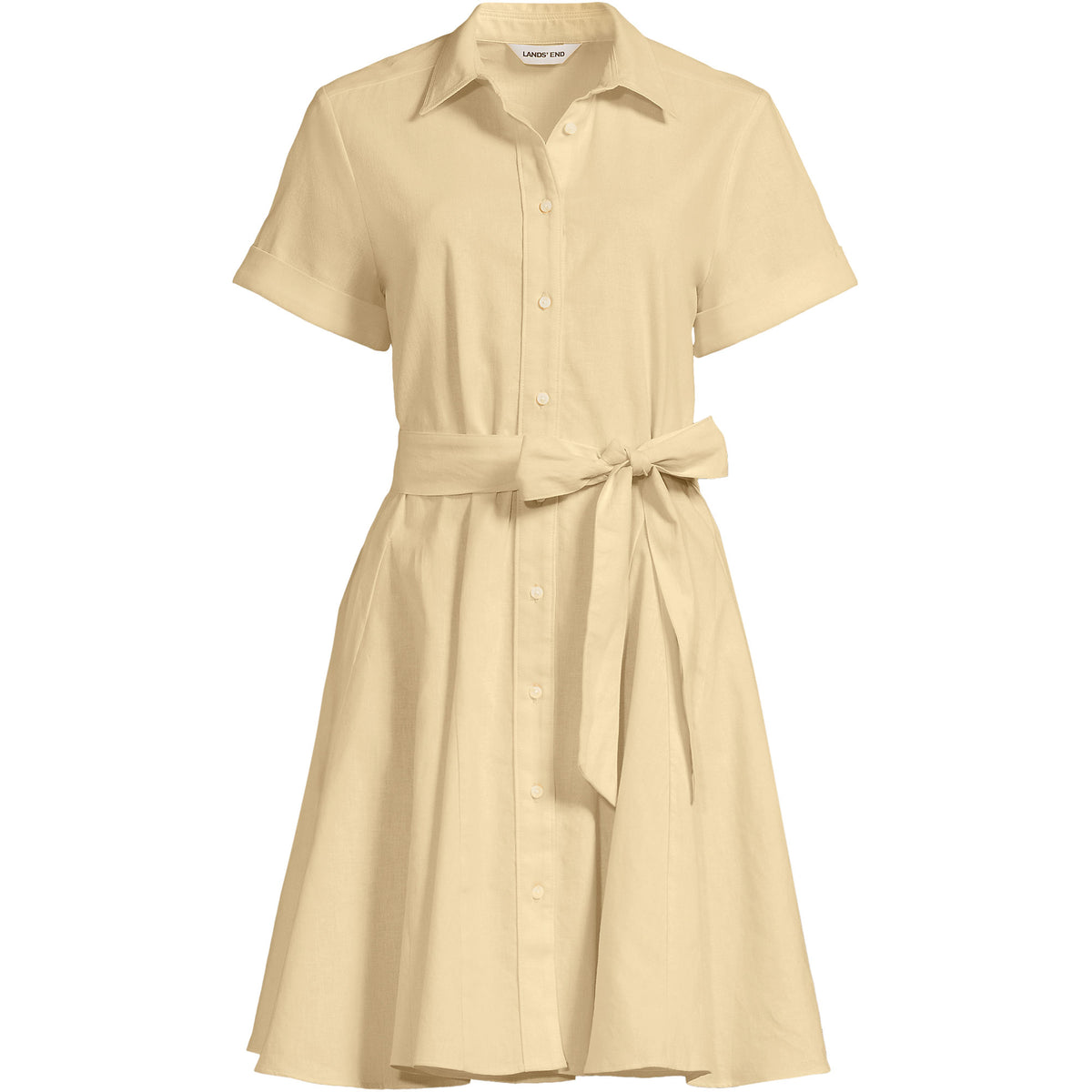 Women's Plus Size Linen Blend Button Front Dress with Godets