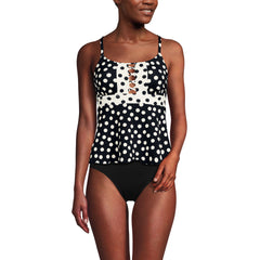 Women's D-Cup Lace-up Flutter Tankini Top