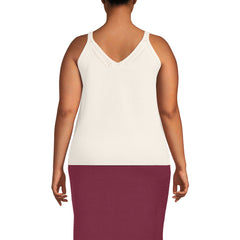 Women's Plus Size Cotton Cable Vneck Tank Sweater