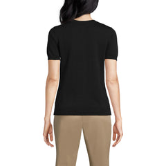 Women's Tall Cotton Modal Short Sleeve Jewel Neck Pullover Sweater