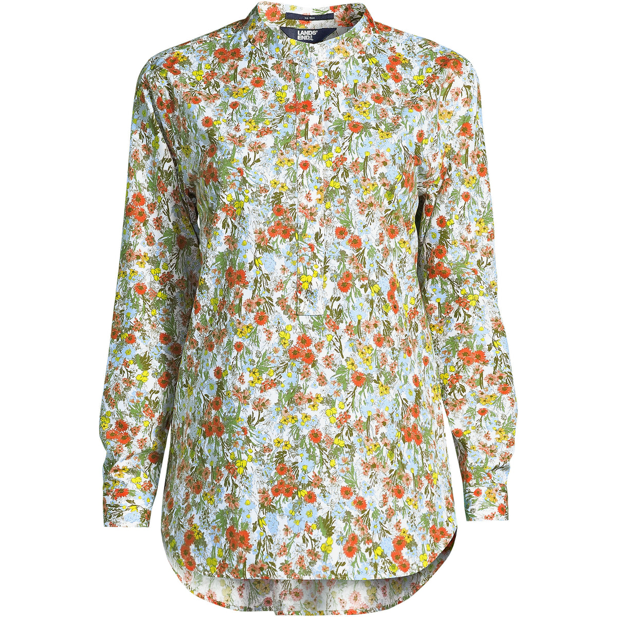 Women's Petite No Iron Banded Collar Popover Shirt