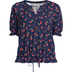Women's Elbow Sleeve Lightweight Jersey Gathered Adjustable Hem Blouse