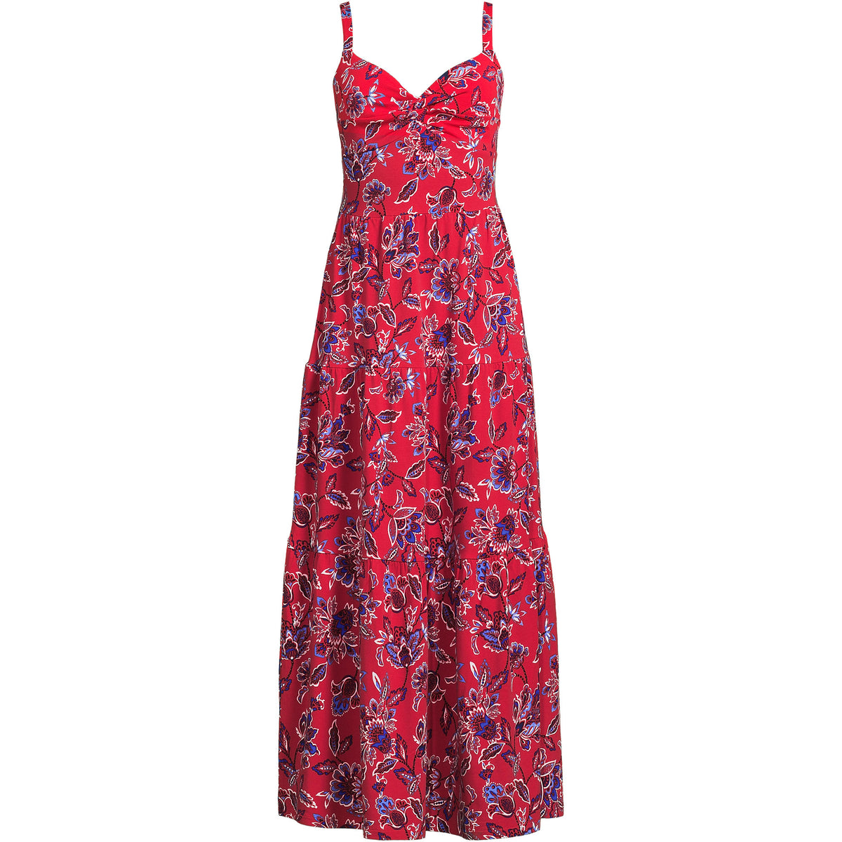 Women's Plus Size Cotton Modal Twist Front Tiered Maxi Dress