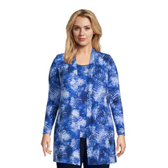 Women's Plus Size Lightweight Jersey Knit Long Cardigan Print