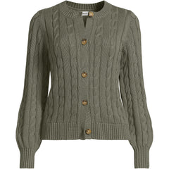 Women's Drifter Classic Cable Crew Neck Cardigan Sweater