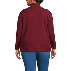 Women's Plus Size Long Sleeve Waffle Quarter Zip Pullover