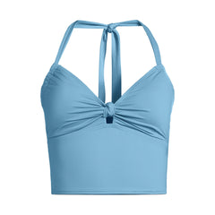Women's Knot Front Halter Tankini Swimsuit Top