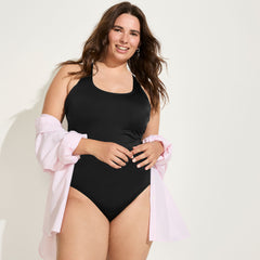 Women's Plus Size Tugless X-Back One Piece Swimsuit