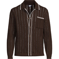 Men's Long Sleeve Button Through Summer Polo Cardigan