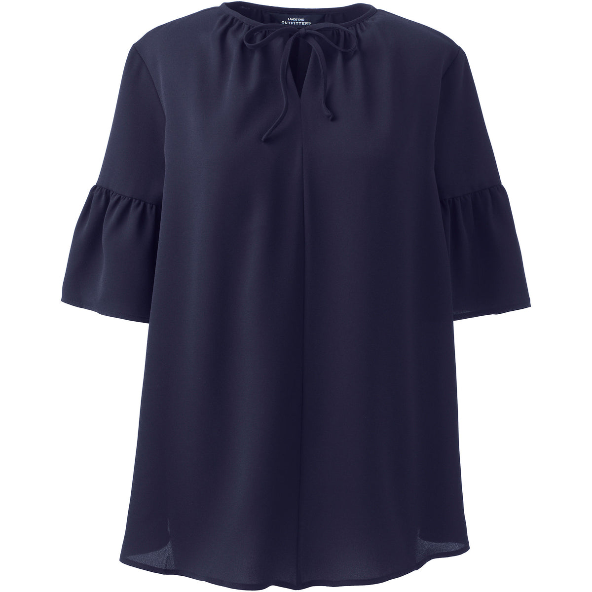 Women's Maternity Short Sleeve Tie Neck Crepe Blouse