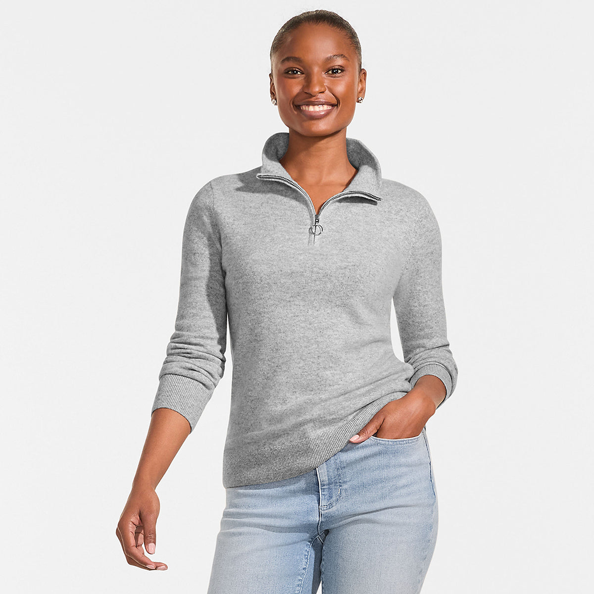 Women's Cashmere Quarter Zip Sweater