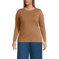 Women's Plus Size Lightweight Jersey Skimming Long Sleeve Crew Neck T-shirt