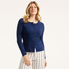 Women's Long Sleeve Micro Rib Button Through Cardigan