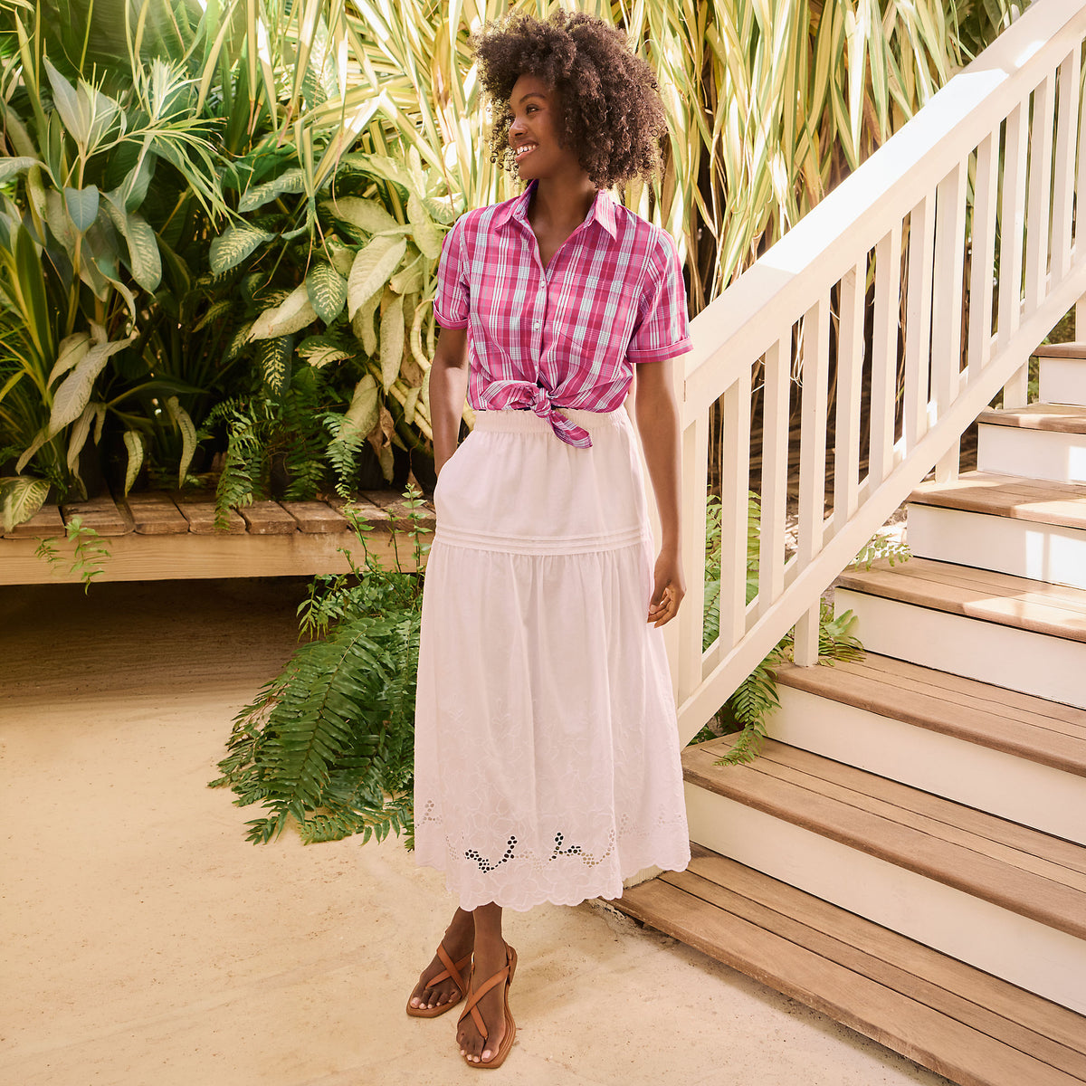 Women's Voile Eyelet Maxi Skirt